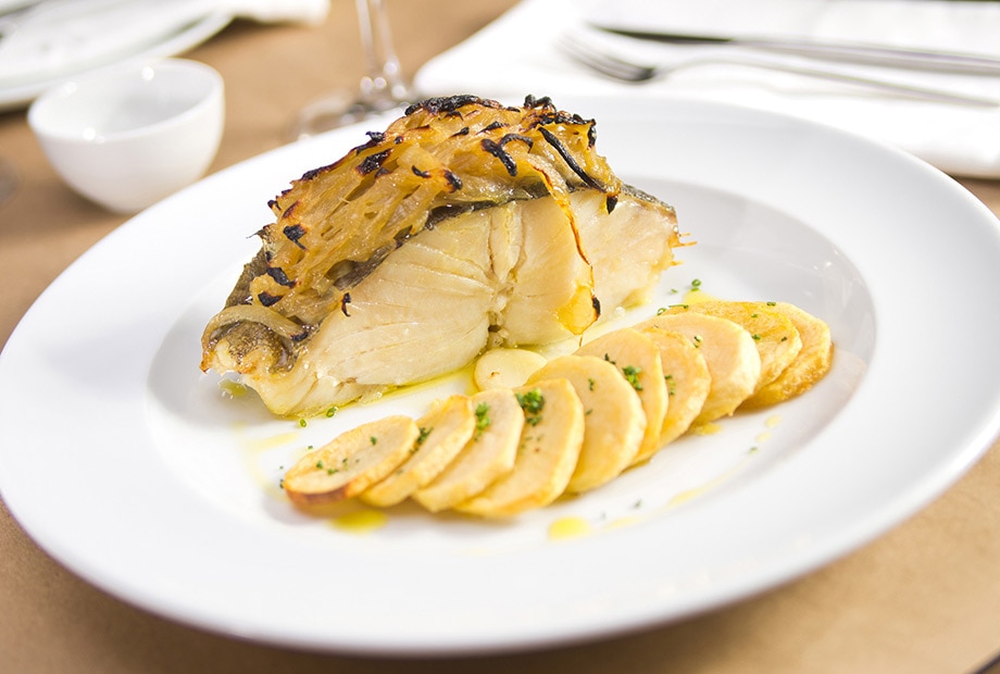 Bacalhau ao forno (com arroz de espinafres e palmito)